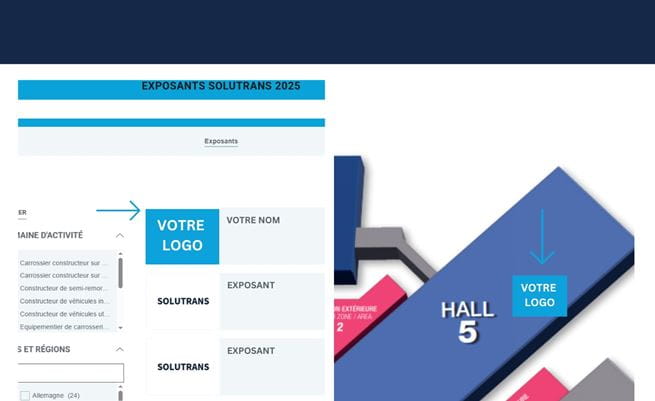 aperçu logos exposant sur site web et plan