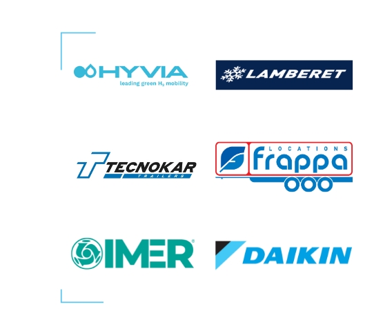 Compilation de logo Lamberet, Hyvia, Frappa, Tecnokar, Imer, Daikin