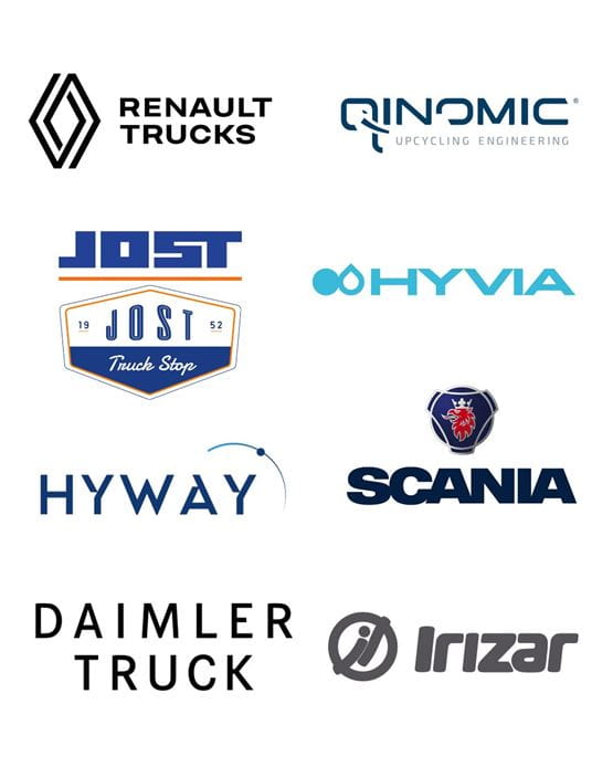 Logo compilation Renault, Qinomic, Jost, Hyvia, Hyway, Daimler Truck, Irizar, Scania