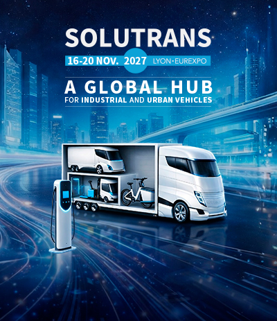 SOLUTRANS 2025 poster with text and logo in English
