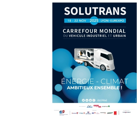 Affiche SOLUTRANS 2025 avec texte et logo en français