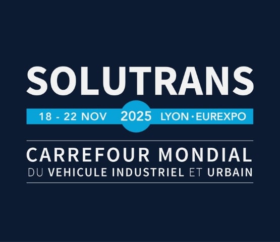 SOLUTRANS logo avec signature de marque en français